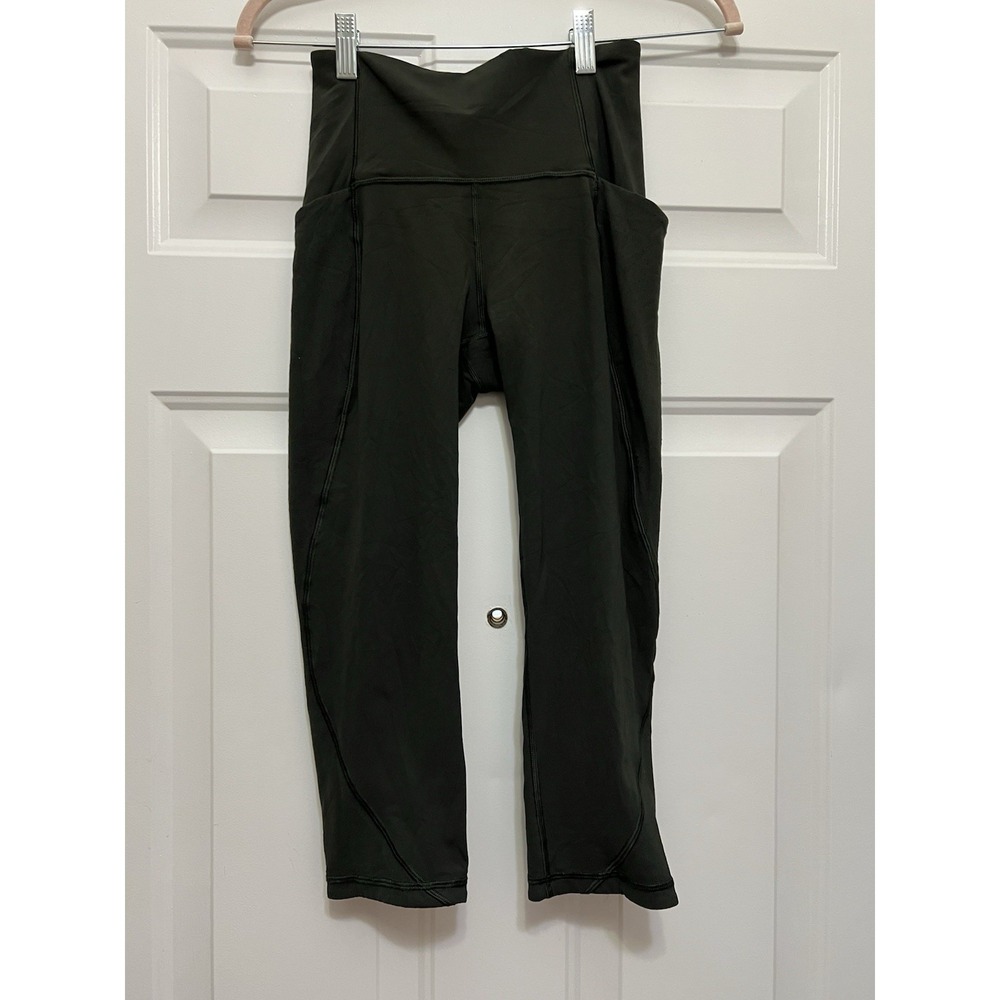 Lululemon Fast Free II Crop Leggings Women 4 Gray High Rise Pocket Athletic